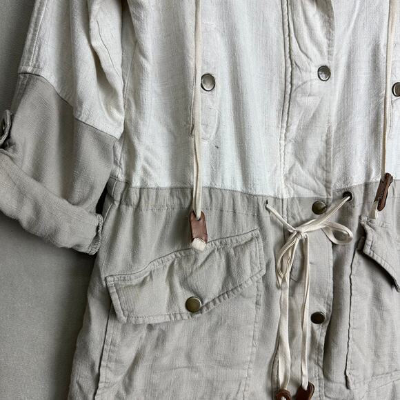 Color Block Jacket BLU PEPPER Linen Full zip Small Womens - Picture 3 of 5